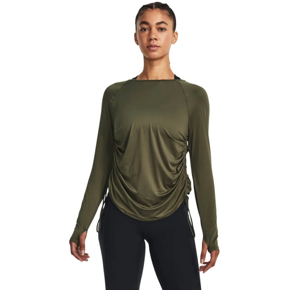 New! Under Armour Motion LS Longline Top, Army Green, S